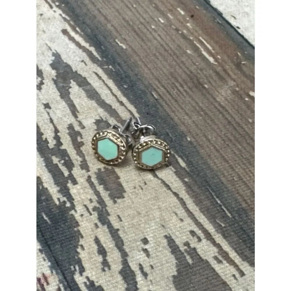 VTG Small Petite Aqua Green Enamel Earrings
